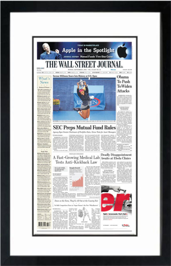 Framed "Any Page" from The Wall Street Journal (Full Page)