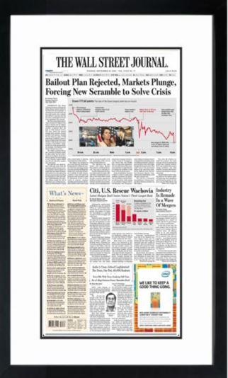 2008 Market Plunge | The Wall Street Journal Framed Reprint, September 30, 2008