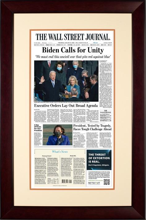 Biden Inauguration | The Wall Street Journal, Framed Reprint, Jan. 21, 2021