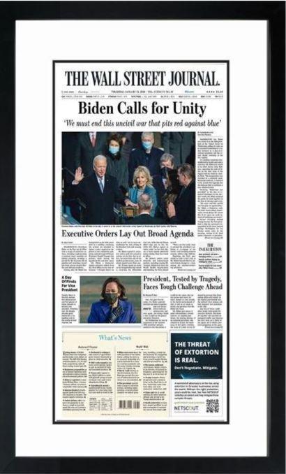 Biden Inauguration | The Wall Street Journal, Framed Reprint, Jan. 21, 2021