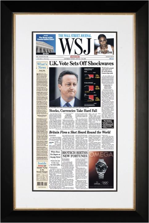 Brexit Vote Shockwaves | The Wall Street Journal, Framed Reprint, June 25, 2016