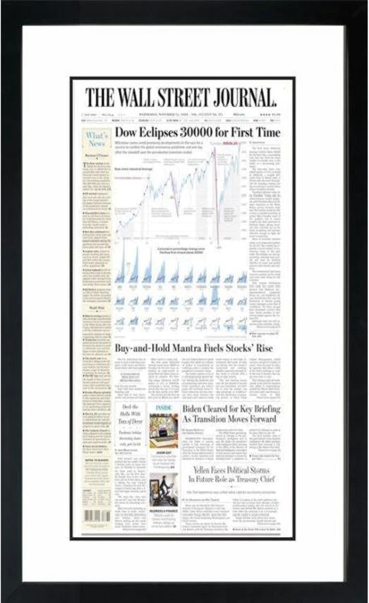 Dow 30000 | The Wall Street Journal, Framed Reprint, November 25, 2020