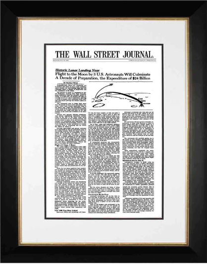 Moon Landing | The Wall Street Journal, Framed Article Reprint, July 10, 1969