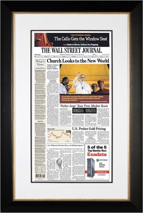 Pope Francis Elected | The Wall Street Journal, Framed Reprint, March 14, 2013