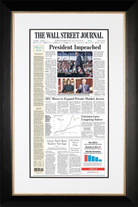President Impeached | The Wall Street Journal, Framed Reprint, Dec. 19, 2019
