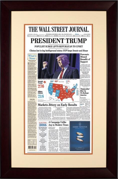 President Trump Election 2016 | The Wall Street Journal Framed Reprint, November 9, 2016