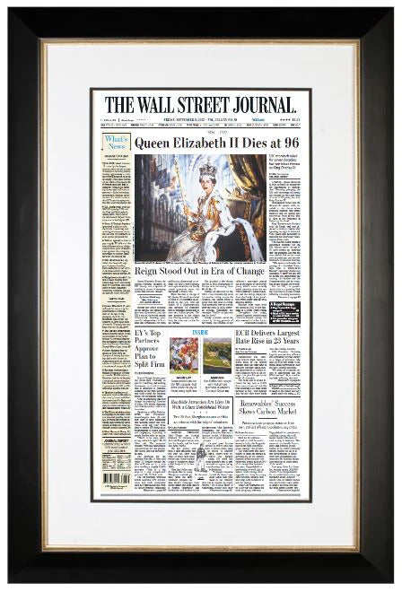 Queen Elizabeth II Dies at 96 | The Wall Street Journal, Framed Reprint, September 9, 2022