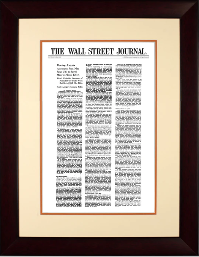 Racing Russia | The Wall Street Journal, Framed Article Reprint, May 8, 1961