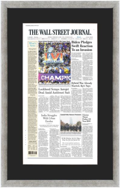 Super Bowl LVI | The Wall Street Journal, Framed Reprint, Feb. 14, 2022