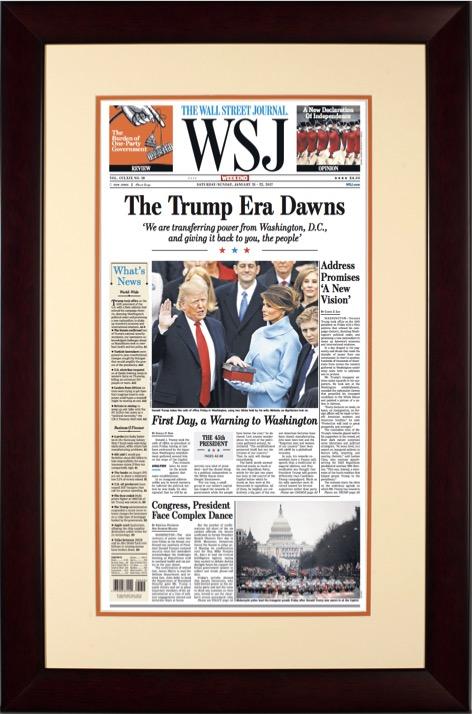 Inauguration Day 2017: "The Trump Era Dawns" | The Wall Street Journal Framed Reprint, January 21, 2017