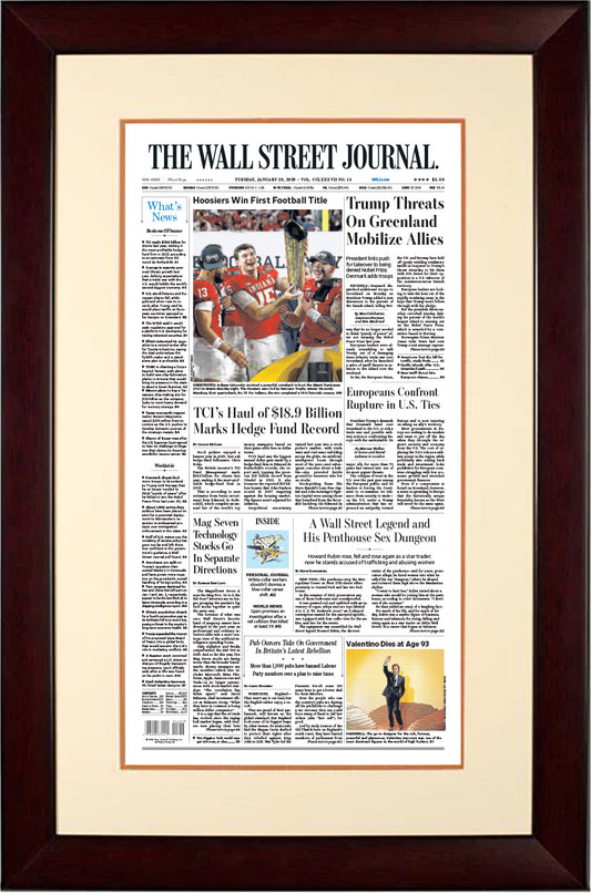 Hoosiers Win First Football Title | The Wall Street Journal, Framed Reprint, January 20, 2026