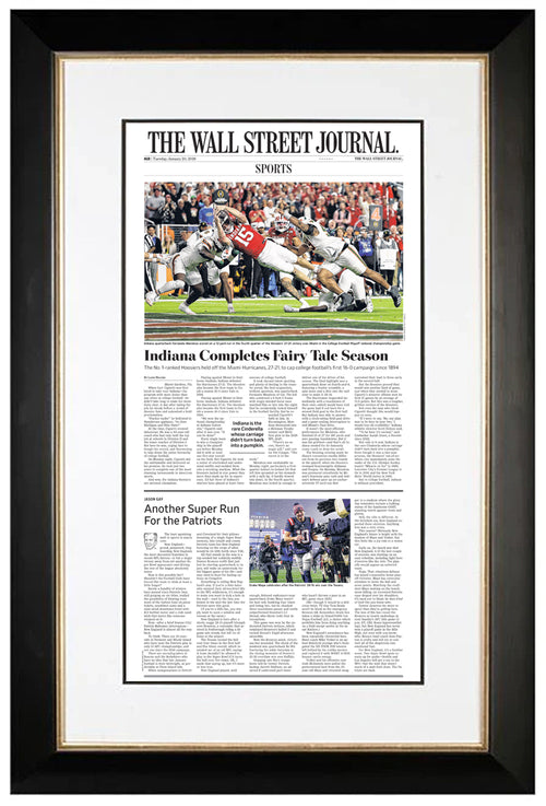 Indiana Completes Fairy Tale Season (Front Page - Sports Section) | The Wall Street Journal, Framed Article Reprint, January 20, 2026