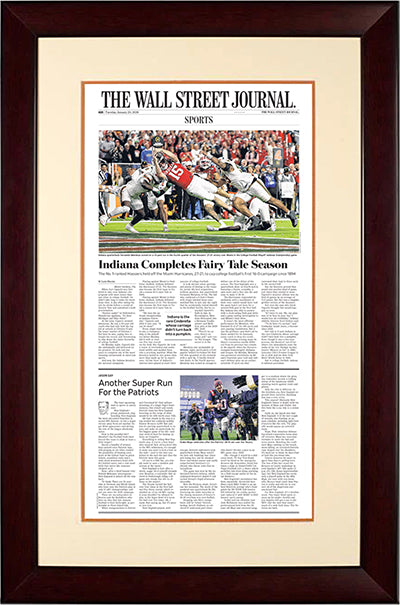 Indiana Completes Fairy Tale Season (Front Page - Sports Section) | The Wall Street Journal, Framed Article Reprint, January 20, 2026