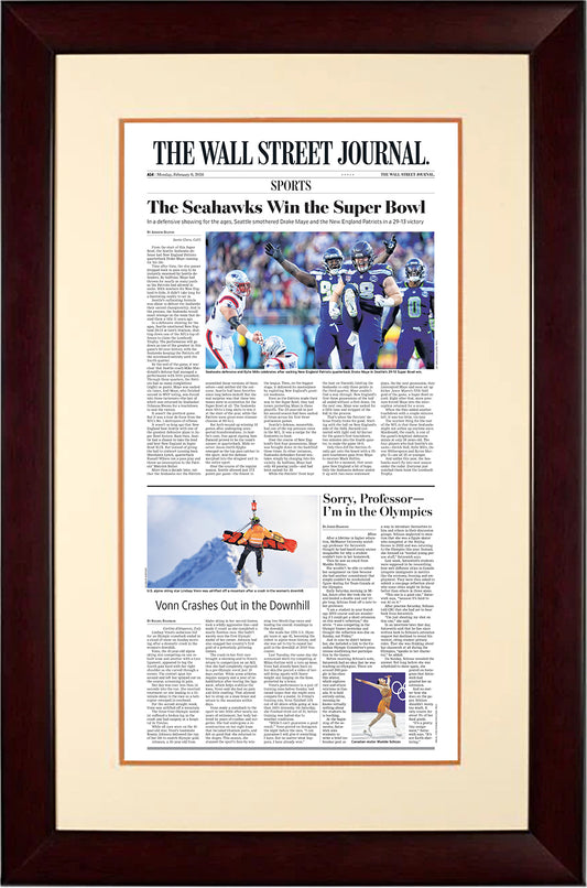 The Seahawks Win the Super Bowl (Front Page - Sports Section) | The Wall Street Journal, Framed Article Reprint, February 9, 2026