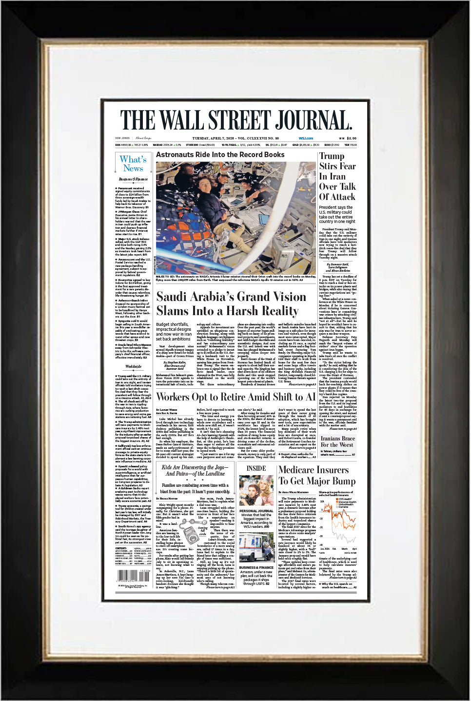 Astronauts Ride Into the Record Books | The Wall Street Journal, Framed Reprint, April 7, 2026