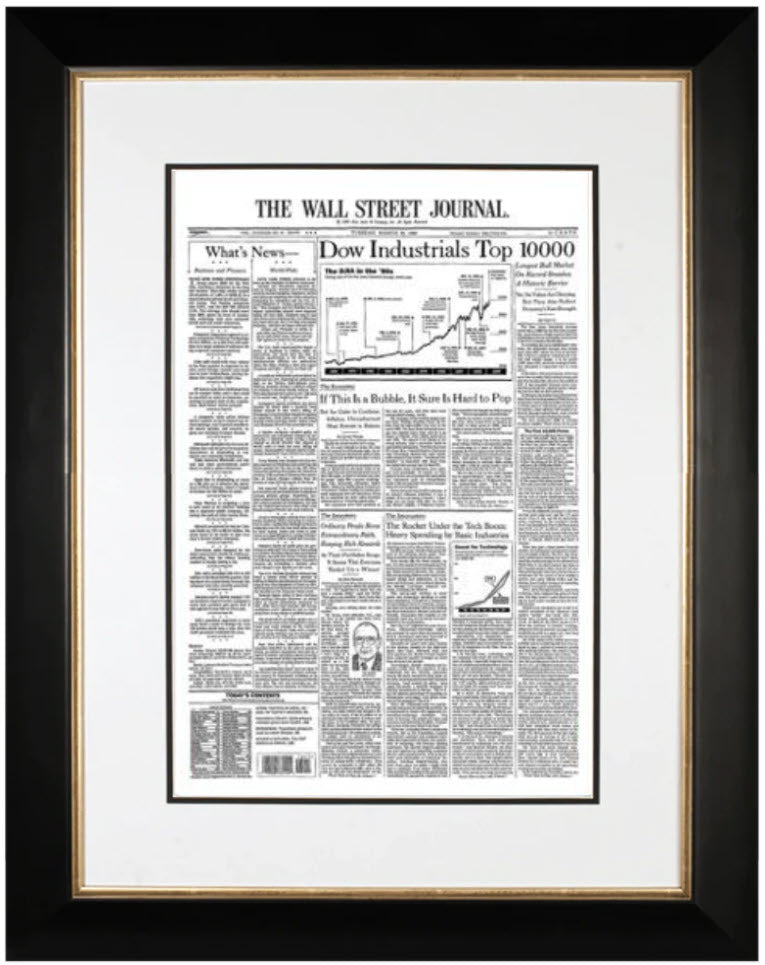 Framed Wall Street Journal Full Page (pre-2001)