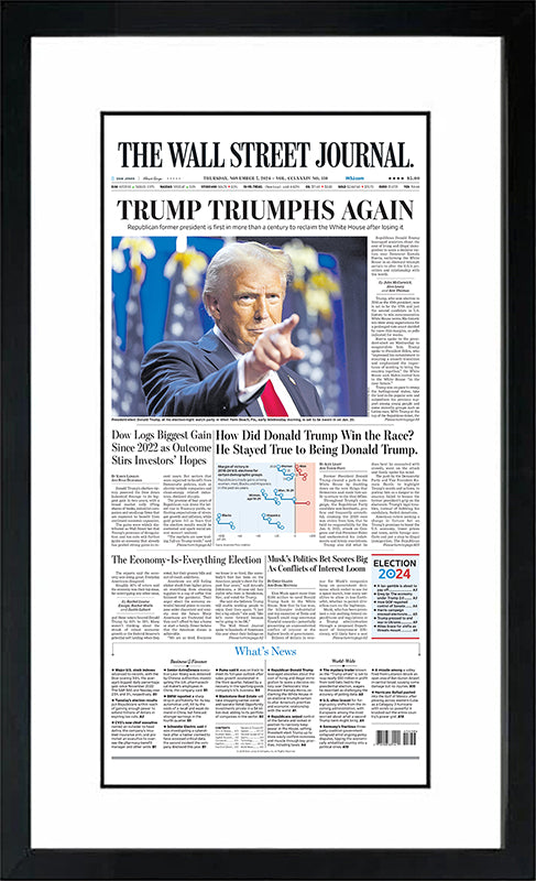 Trump Triumphs Again | The Wall Street Journal, Framed Reprint, November 7, 2024