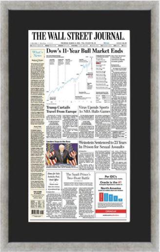 Bull Market Ends | The Wall Street Journal, Framed Reprint, March 12, 2020