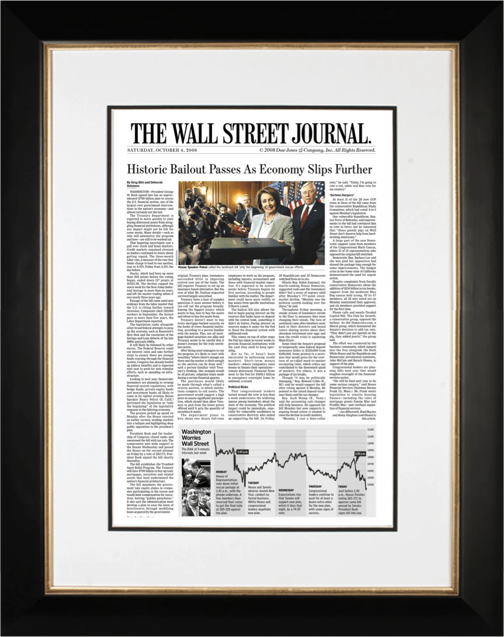 Bush Bailout | The Wall Street Journal, Framed Article Reprint, Oct. 4, 2008
