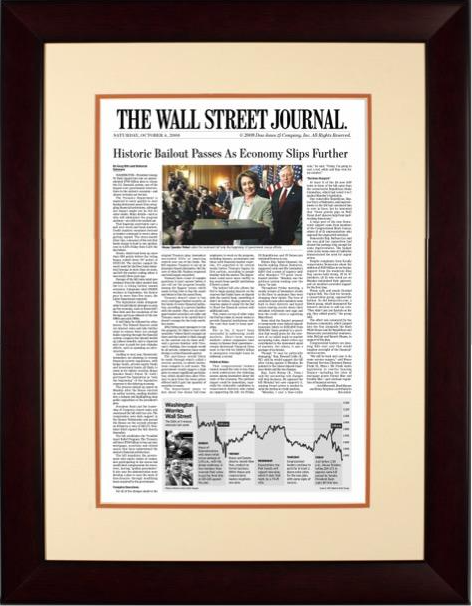 Bush Bailout | The Wall Street Journal, Framed Article Reprint, Oct. 4, 2008