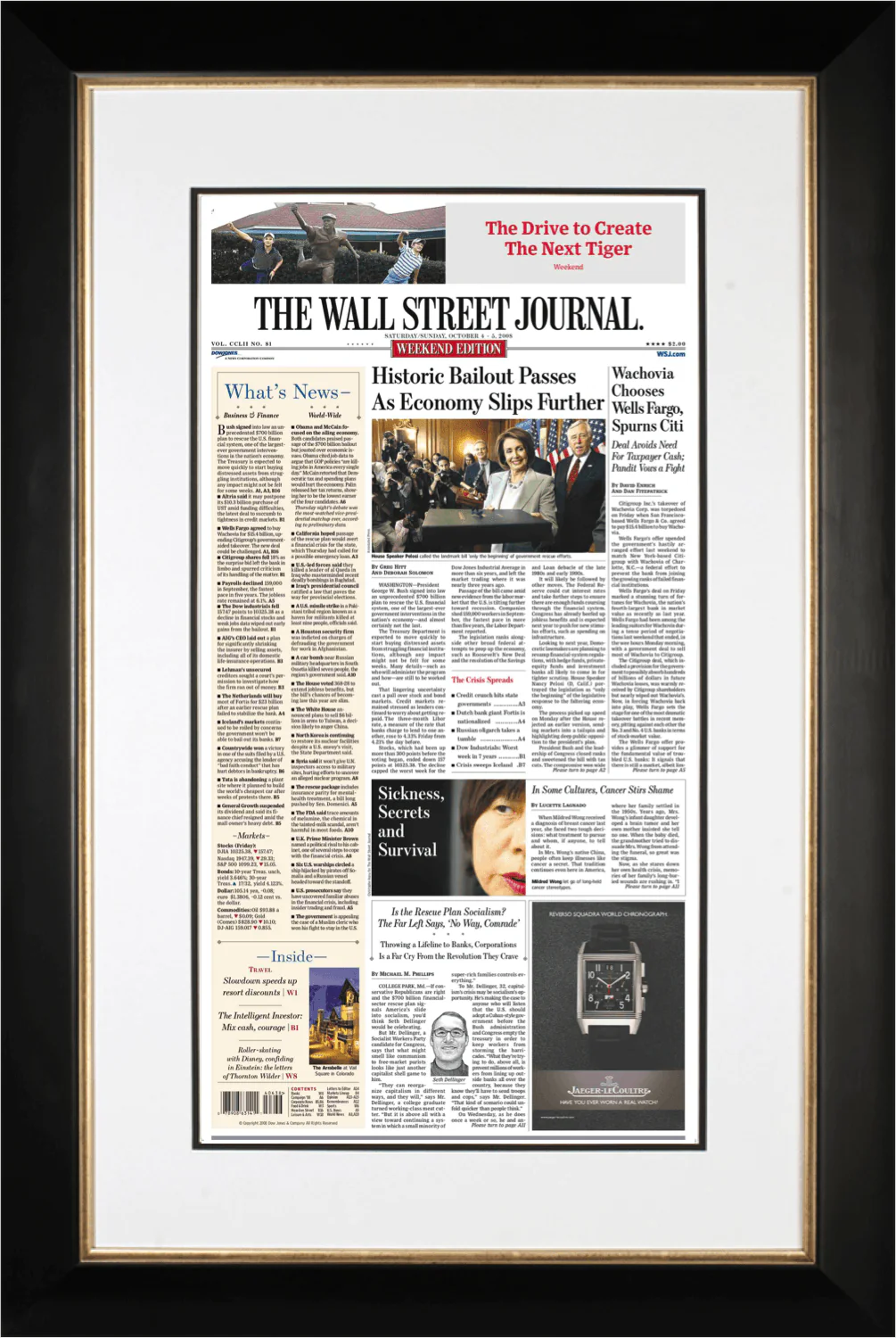Bush Bailout | The Wall Street Journal Framed Reprint, October 4, 2008