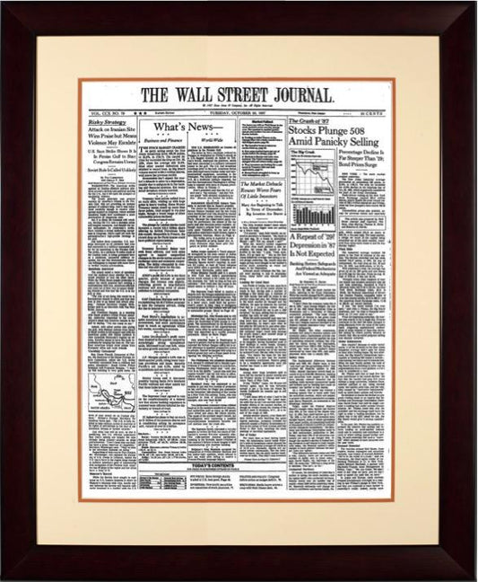 Black Monday Crash of 1987 | The Wall Street Journal Framed Reprint, October 20, 1987