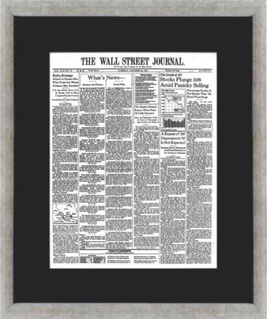 Black Monday Crash of 1987 | The Wall Street Journal Framed Reprint, October 20, 1987