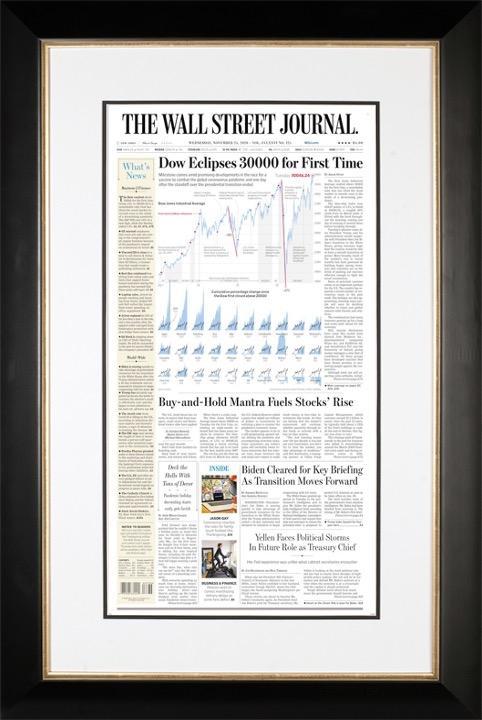 Dow 30000 | The Wall Street Journal, Framed Reprint, November 25, 2020