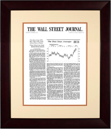 Dow 1000 | The Wall Street Journal, Framed Article Reprint, Nov. 15, 1972