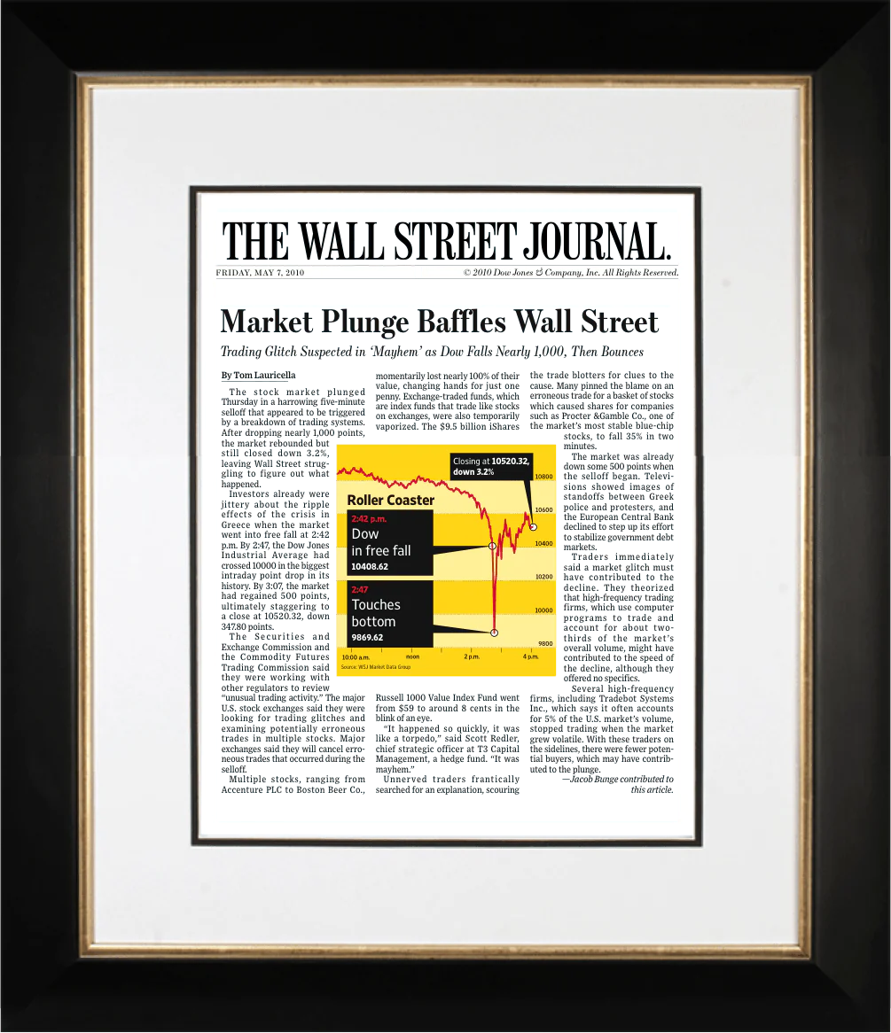 Flash Crash | The Wall Street Journal, Framed Article Reprint, May 7, 2010