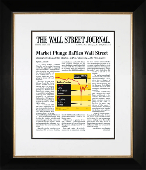 Flash Crash | The Wall Street Journal, Framed Article Reprint, May 7, 2010