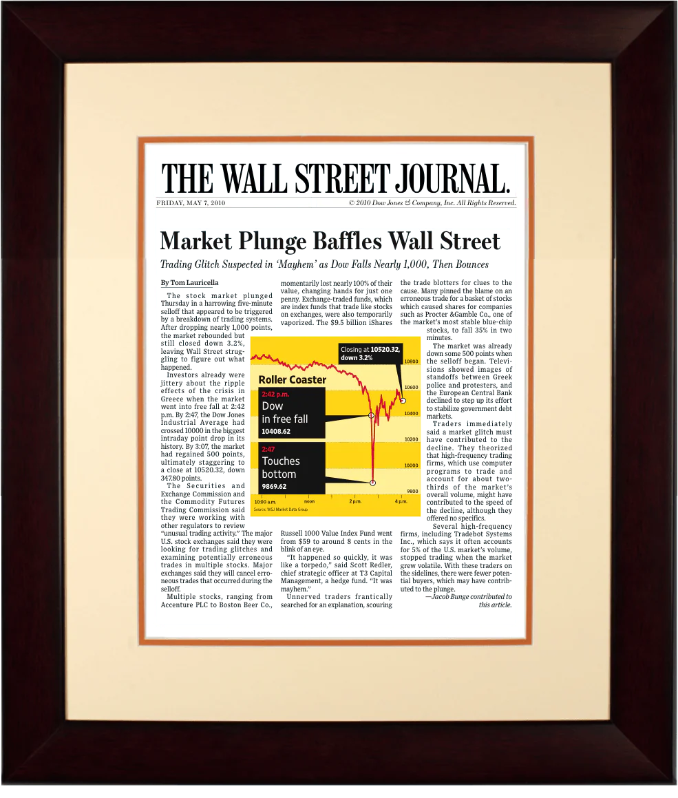 Flash Crash | The Wall Street Journal, Framed Article Reprint, May 7, 2010