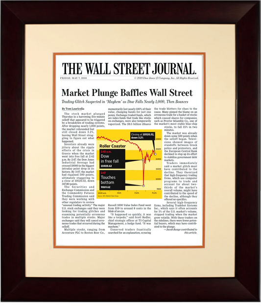 Flash Crash | The Wall Street Journal, Framed Article Reprint, May 7, 2010