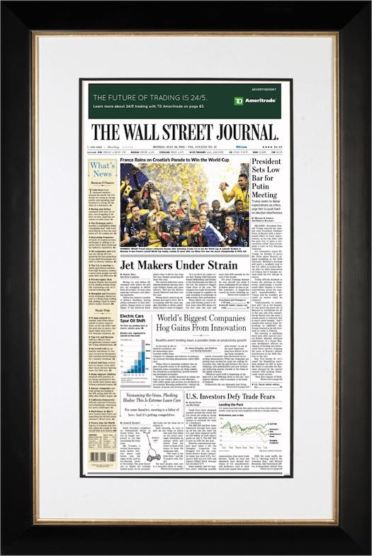France World Cup 2018 | The Wall Street Journal, Framed Reprint, July 16, 2018