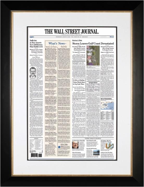 Katrina: Gulf Coast Devastated | The Wall Street Journal Framed Reprint, August 31, 2005
