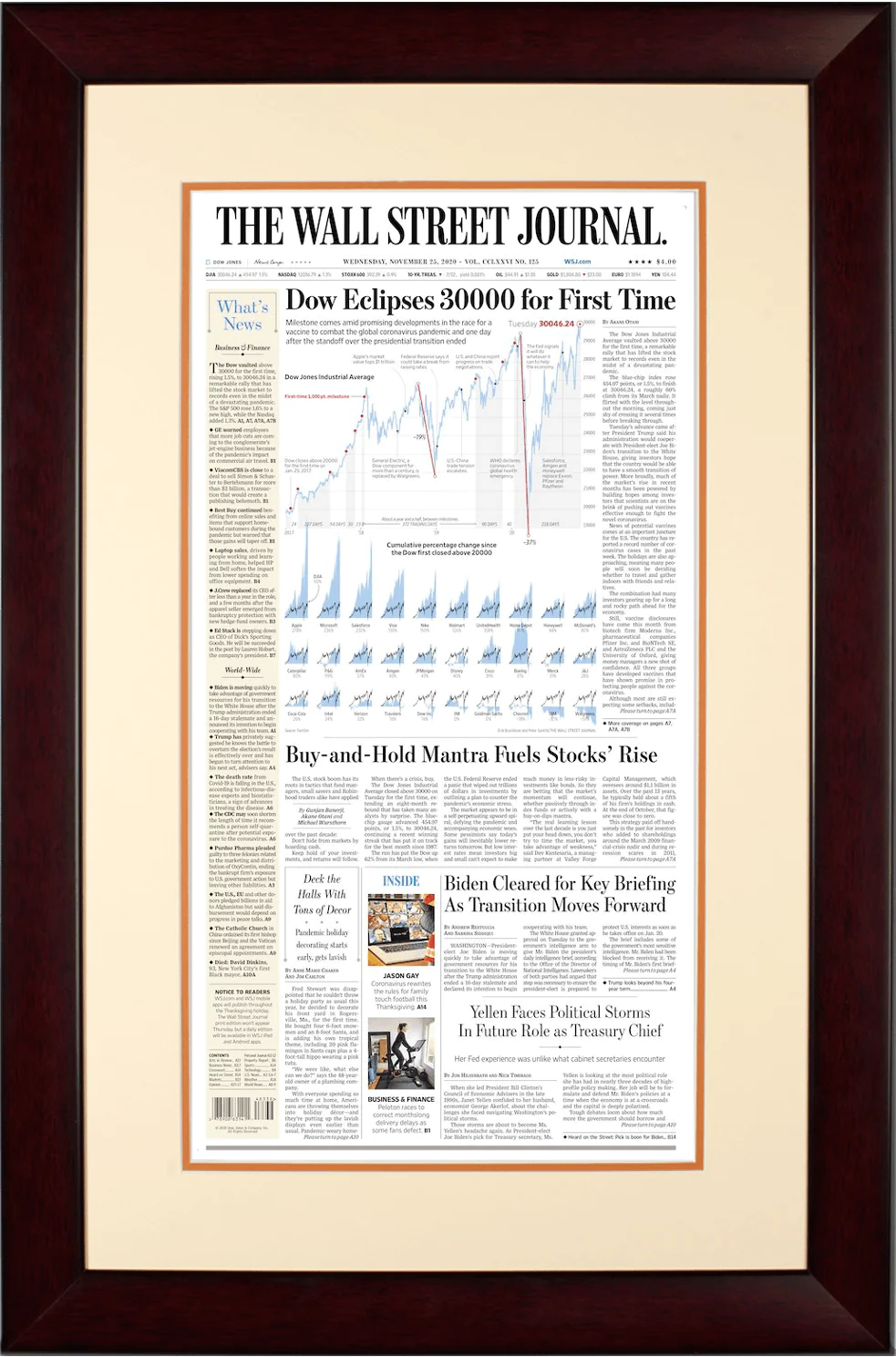 Dow 10000, 20000 & 30000 Milestones Set | The Wall Street Journal, Framed Reprints