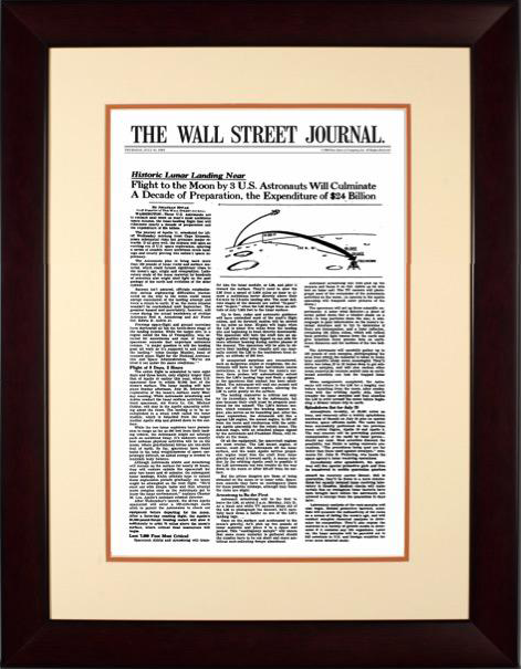 Moon Landing | The Wall Street Journal, Framed Article Reprint, July 10, 1969