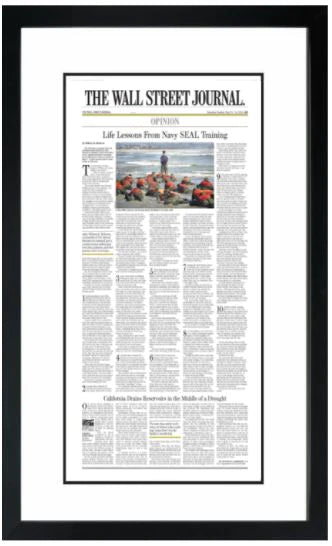 Life Lessons From Navy SEAL Training | The Wall Street Journal, Framed Reprint, May 24-25, 2014