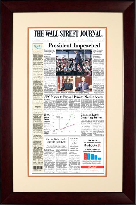 President Impeached | The Wall Street Journal, Framed Reprint, Dec. 19, 2019