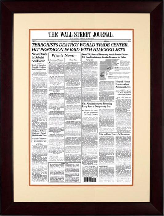 Terrorists Destroy World Trade Center | The Wall Street Journal Framed Reprint, September 12, 2001