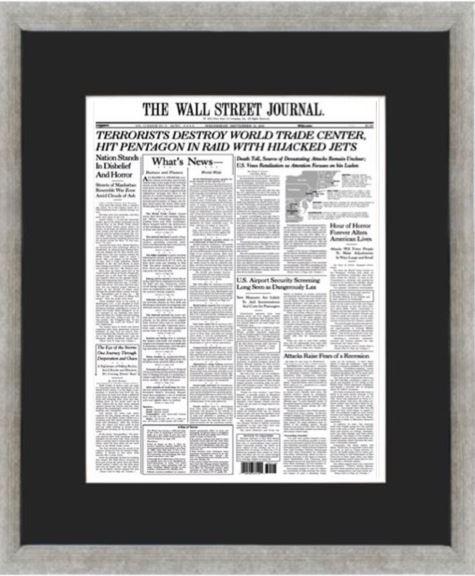 Terrorists Destroy World Trade Center | The Wall Street Journal Framed Reprint, September 12, 2001
