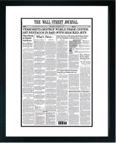 Terrorists Destroy World Trade Center | The Wall Street Journal Framed Reprint, September 12, 2001