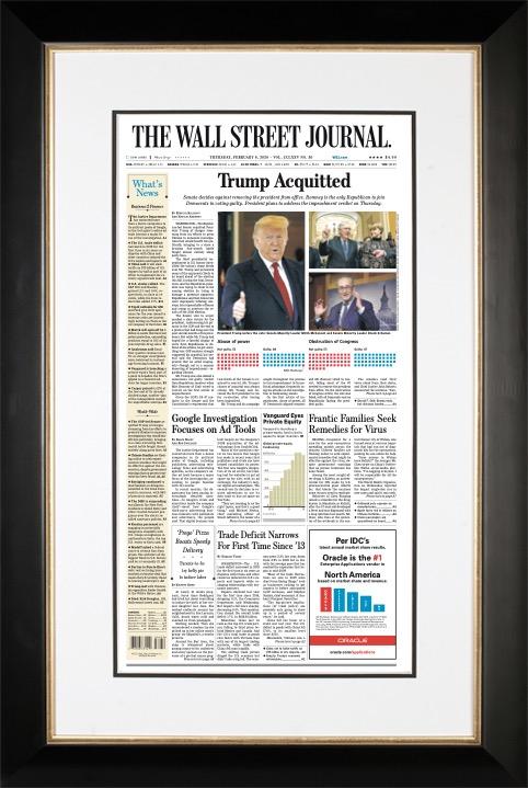 Trump Acquitted | The Wall Street Journal, Framed Reprint, Feb. 6, 2020