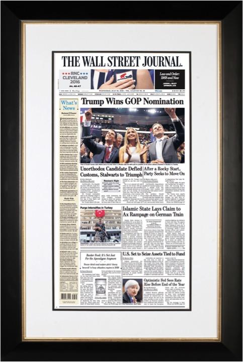 Trump Wins GOP Nomination | The Wall Street Journal, Framed Reprint, July 20, 2016