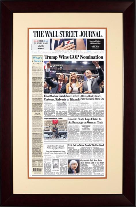 Trump Wins GOP Nomination | The Wall Street Journal, Framed Reprint, July 20, 2016