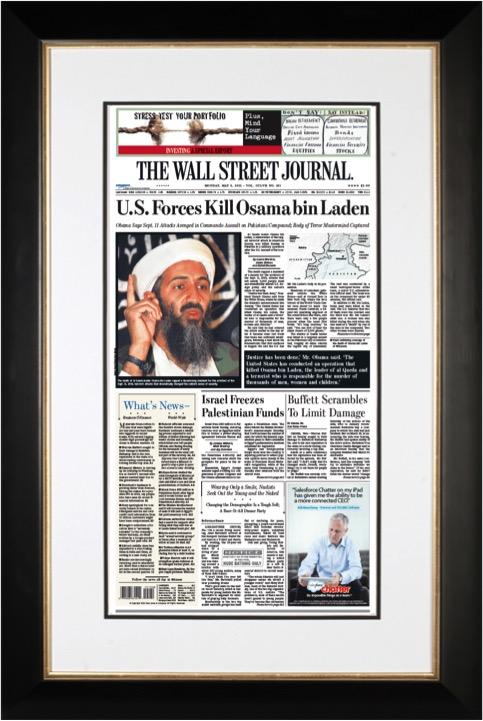 U.S. Forces Kill Osama bin Laden | The Wall Street Journal Framed Reprint, May 2, 2011