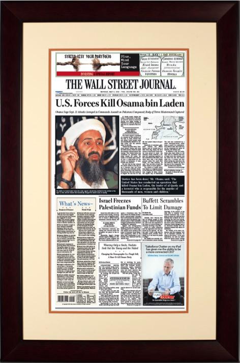 U.S. Forces Kill Osama bin Laden | The Wall Street Journal Framed Reprint, May 2, 2011