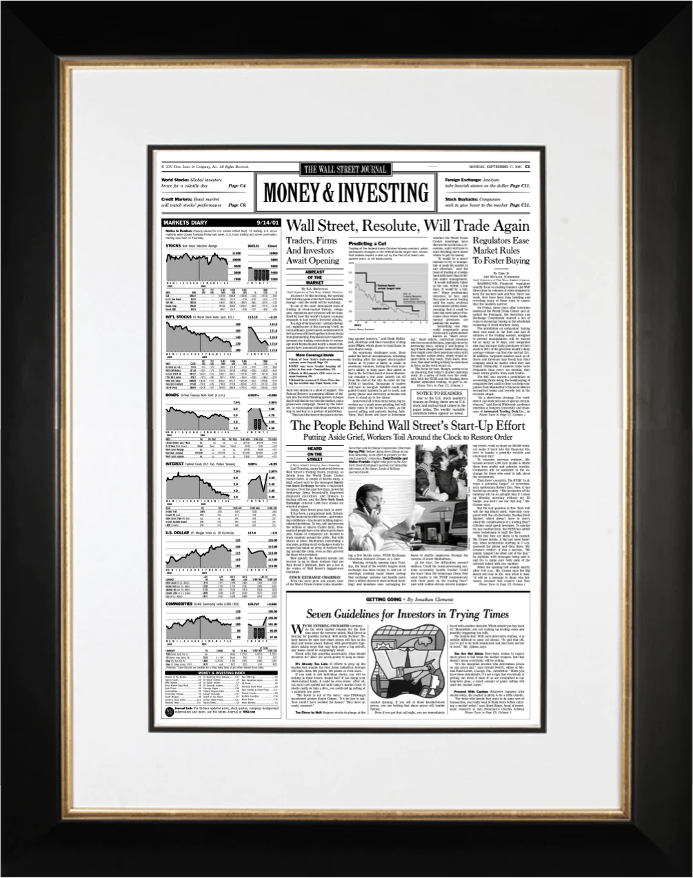 Wall Street Resolute | The Wall Street Journal Framed Reprint, September 17, 2001